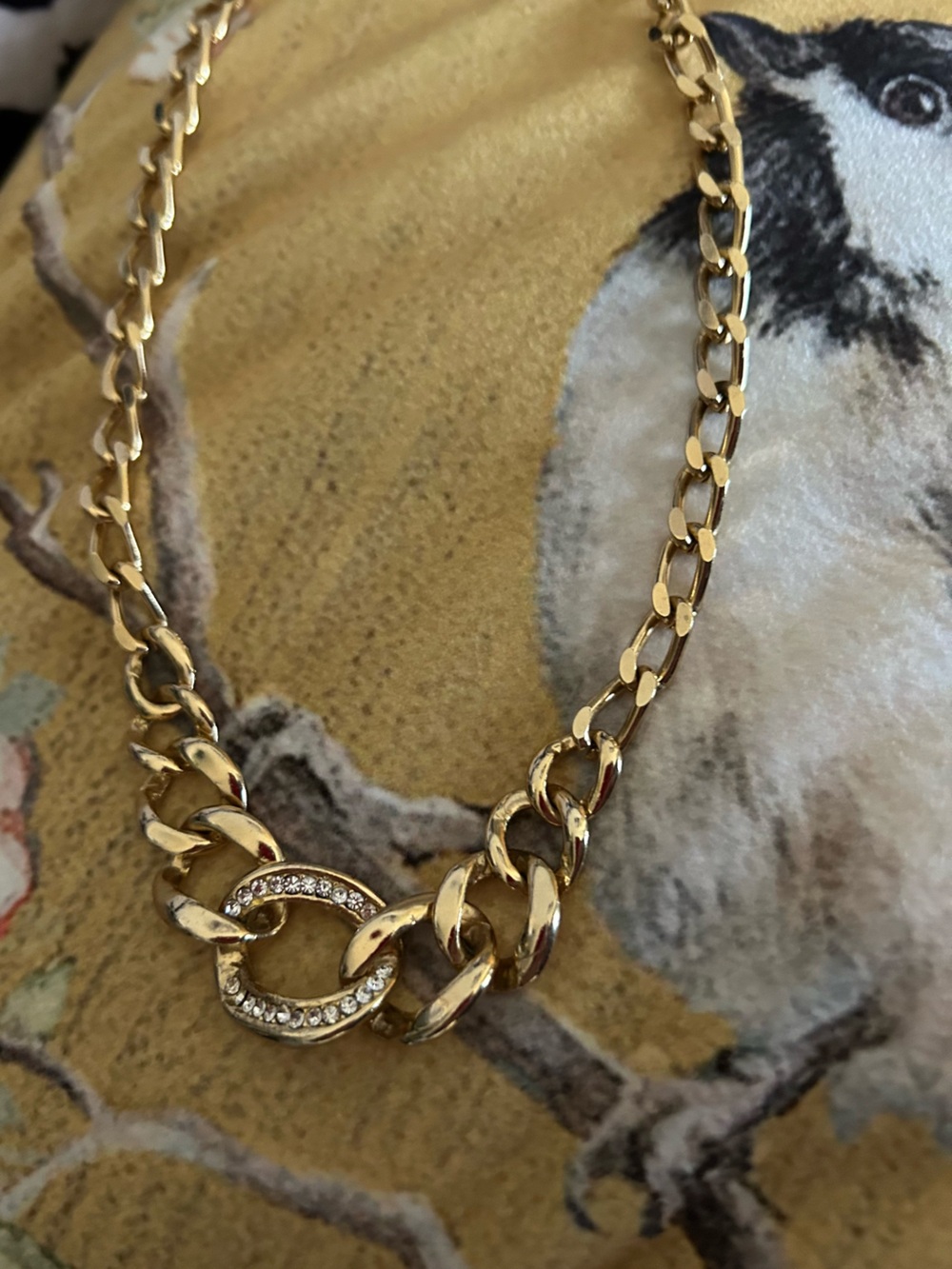Gold-Tone Crystal Link Chain Necklace for Women